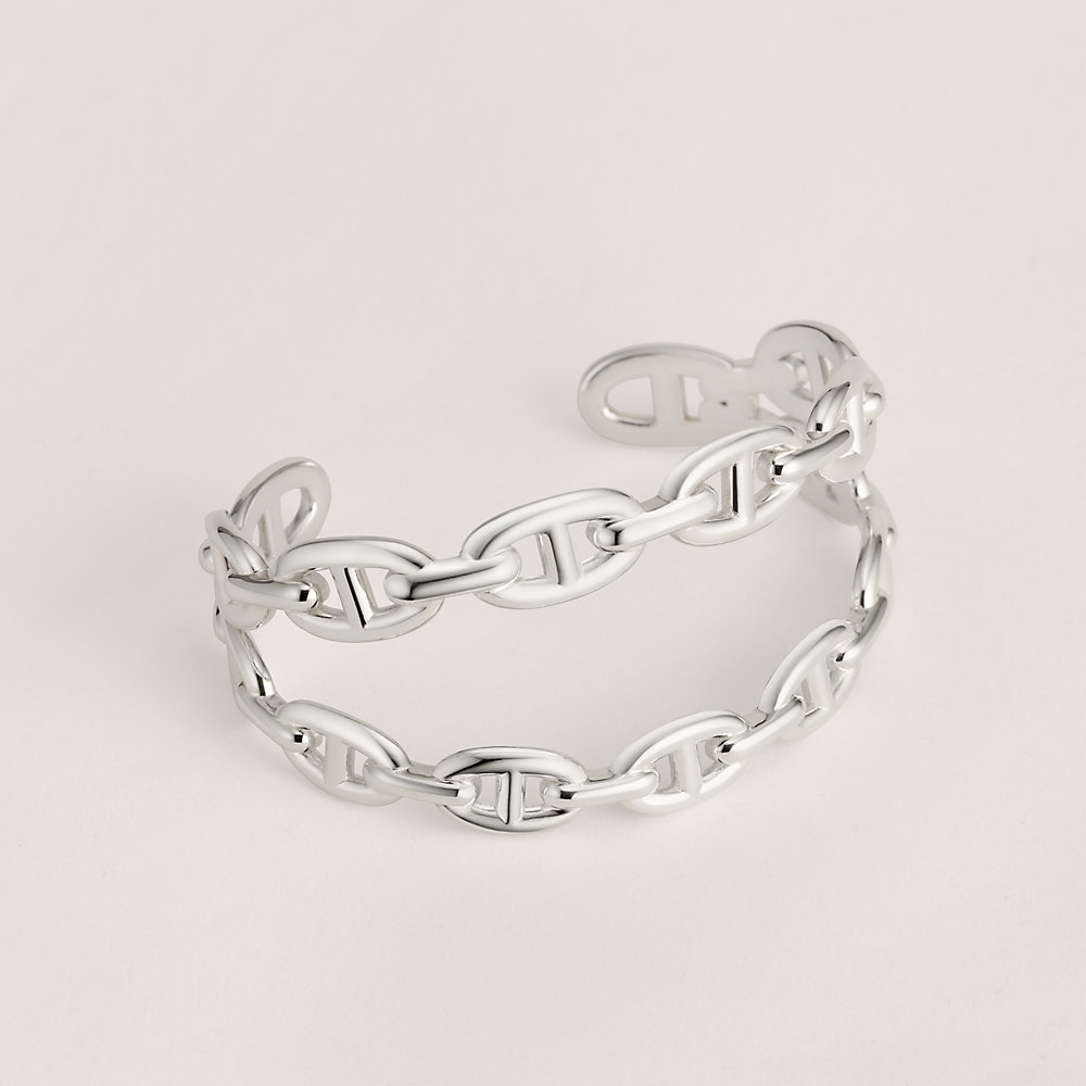 Pulseira dupla Chaîne d'ancre Enchaînée - Prata | Hermès Brasil